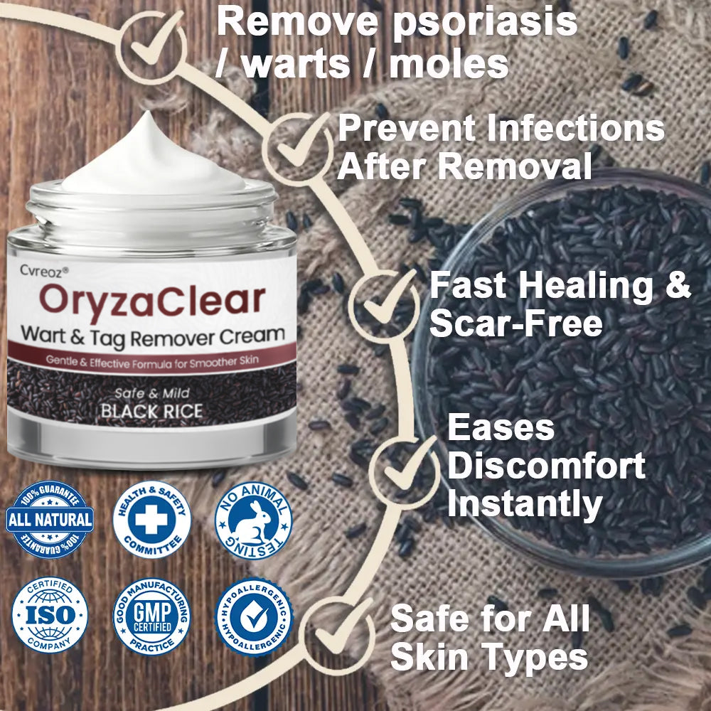 Cvreoz® OryzaClear Wart & Tag Remover Cream 👨‍⚕️ FDA Approved (Gentle & Effective Formula for Smoother Skin)